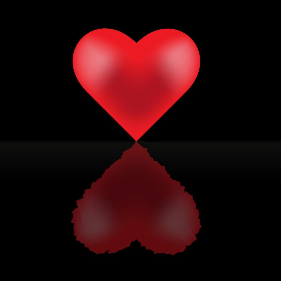 röd hjärta reflexion under vatten. för de design av vykort, banderoller och interiörer i en romantisk stylein firande av st hjärtans dag på februari de fjortonde vektor