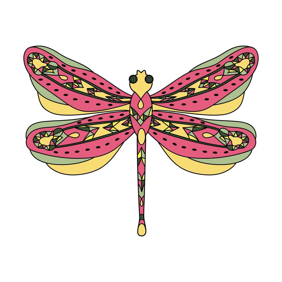 Libelle. Malvorlage für Erwachsene Anti-Stress im Zentangle-Stil. vektor