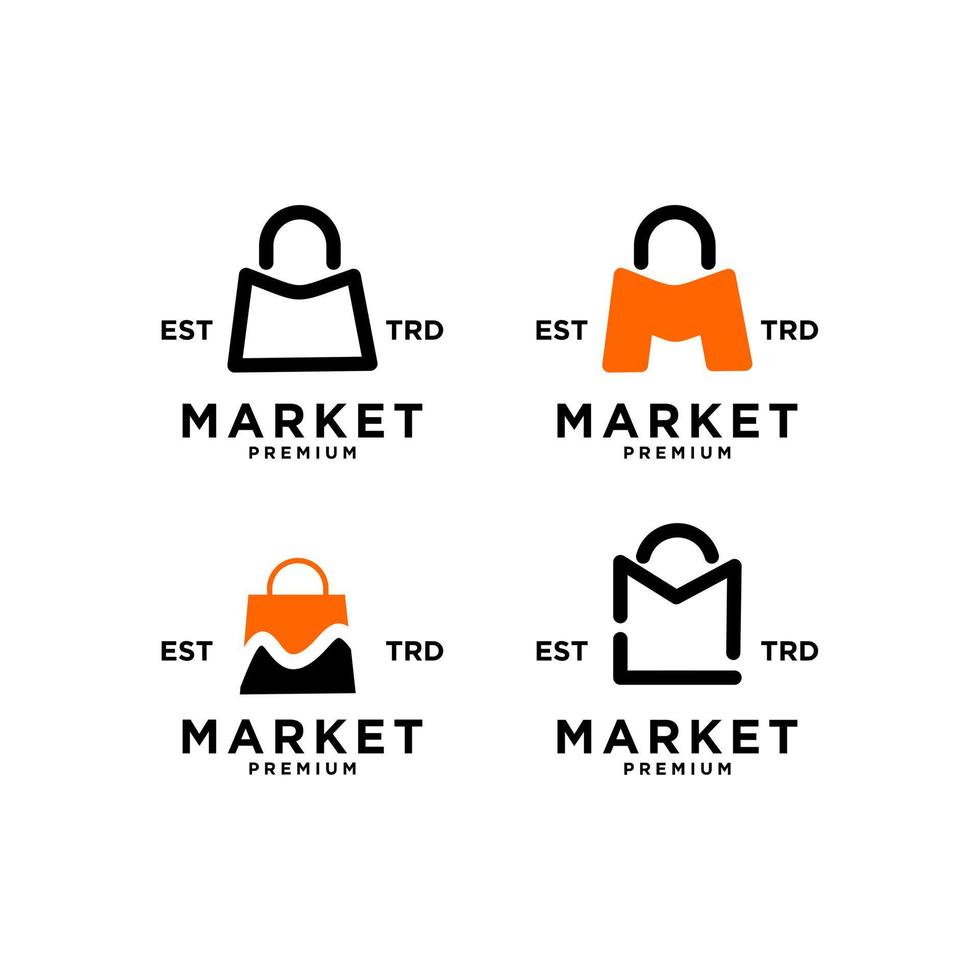 marknadsföra affär väska första m uppsättning samling logotyp ikon design vektor