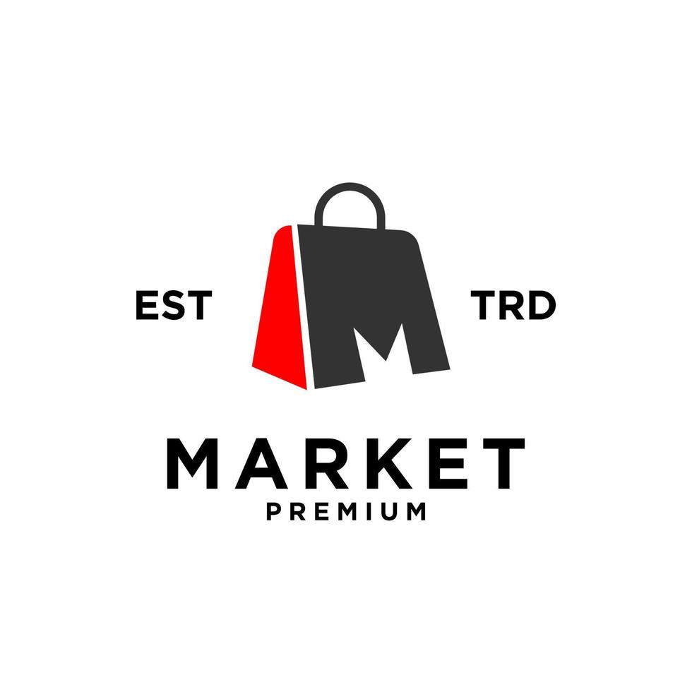 markt shop tasche initial m logo icon design vektor