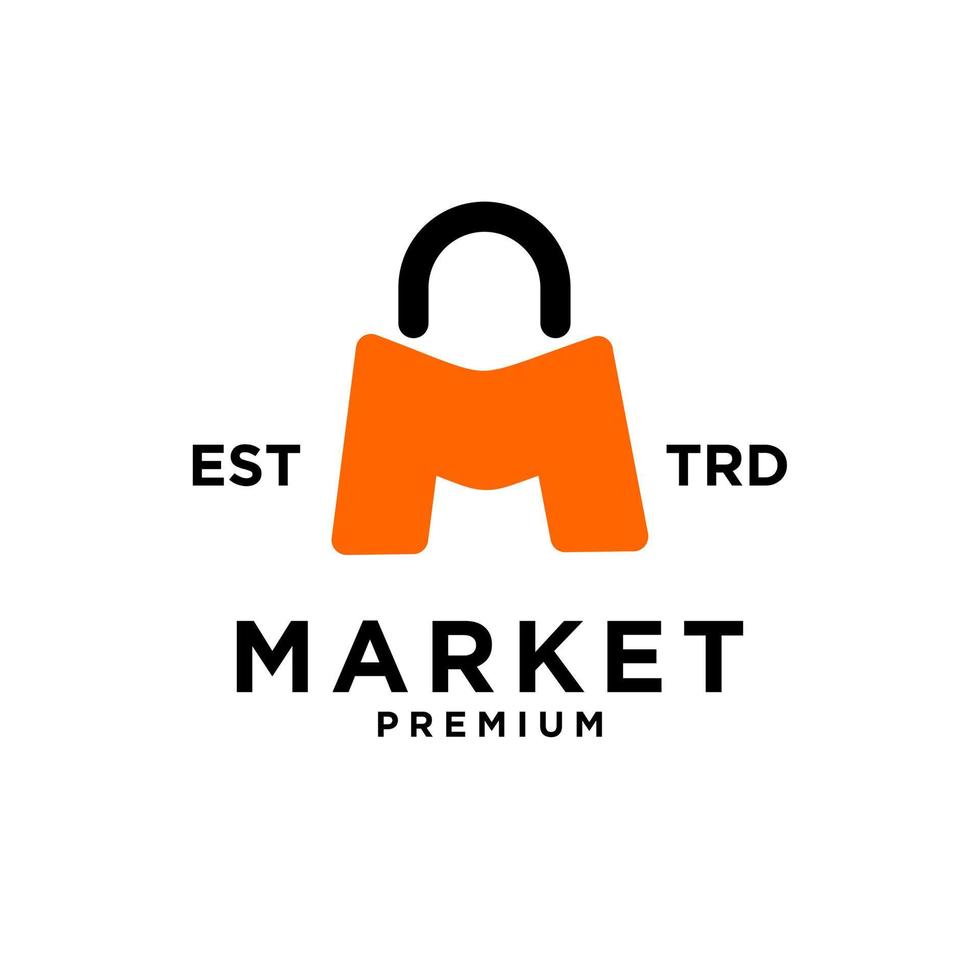 markt shop tasche initial m logo icon design vektor