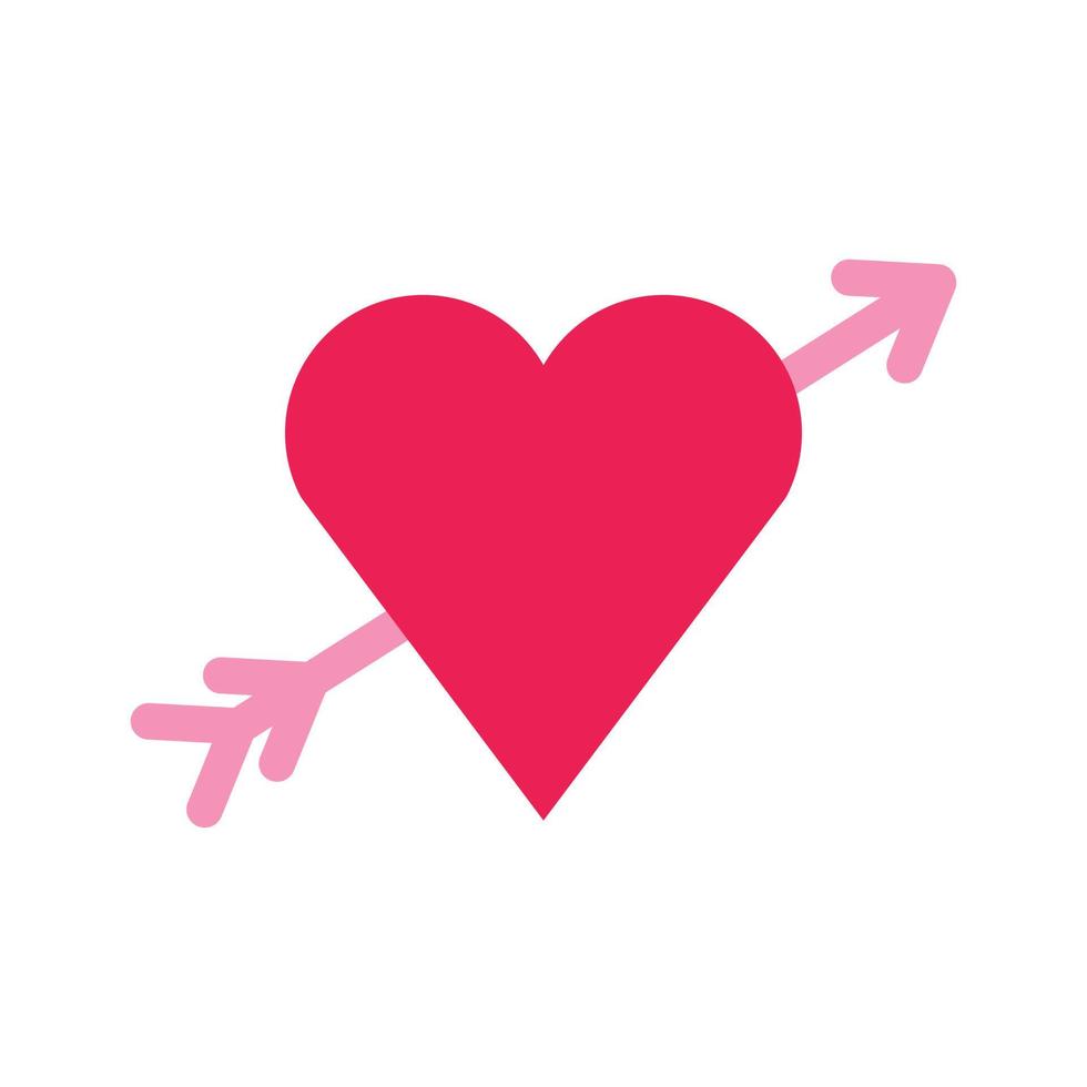 kärlek ikon isolera hjärtans dag rosa stor hjärta och pil platt ikon vektor