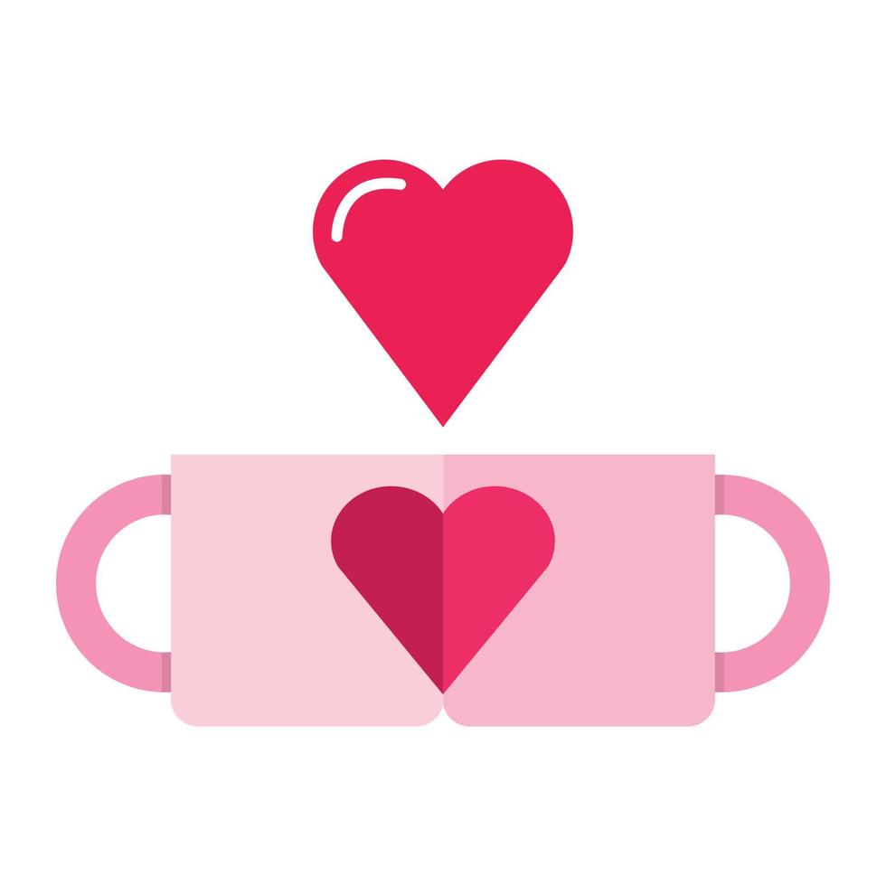 isolieren valentinstag rosa kaffeetasse rosa flaches symbol vektor