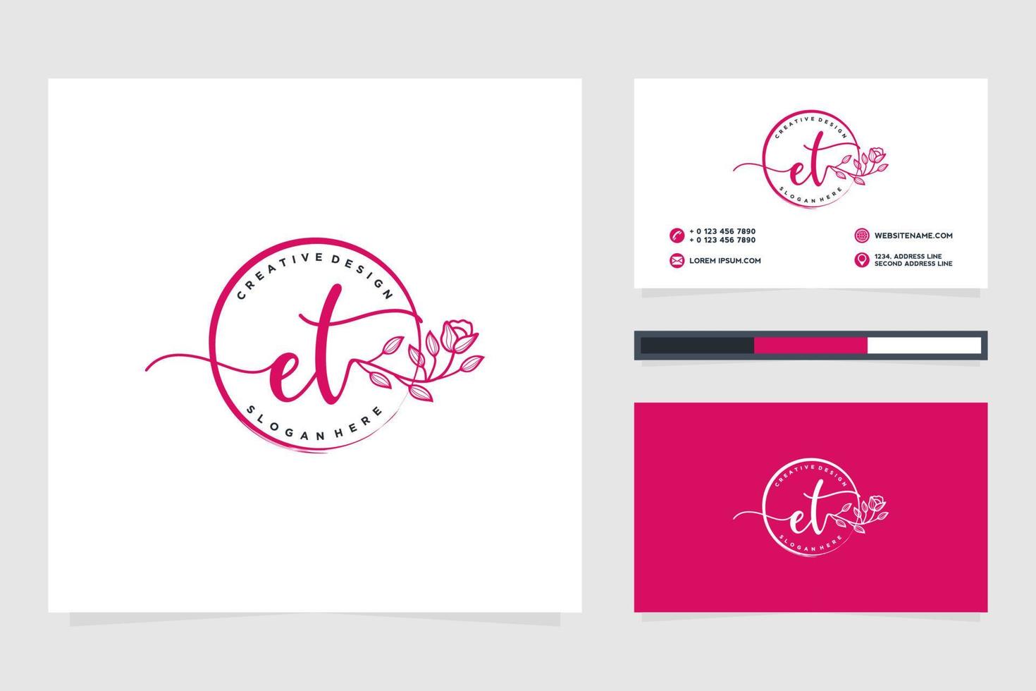 första et feminin logotyp samlingar och företag kort templat premie vektor