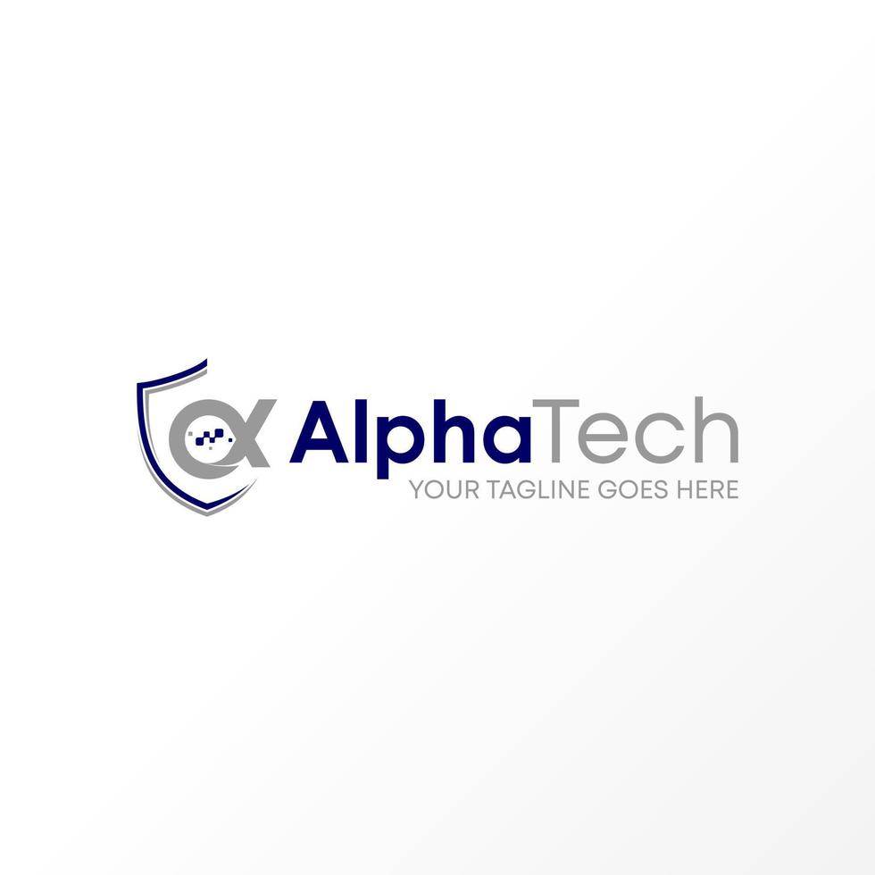 Buchstabe Alpha oder Axt Schriftart mit Sicherheit, Führung, Schild Bild Grafik Symbol Logo Design abstraktes Konzept Vektor Stock. kann als Symbol für Technologie oder Symbol verwendet werden.