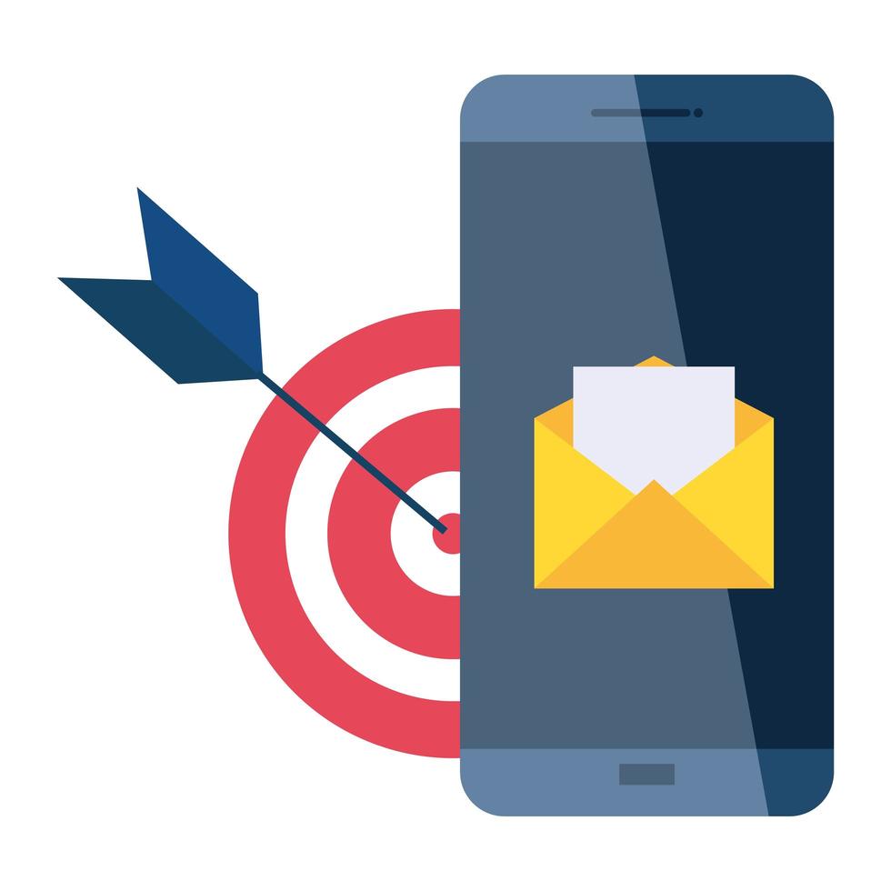 isolerat mål och kuvert på smartphone-vektordesign vektor