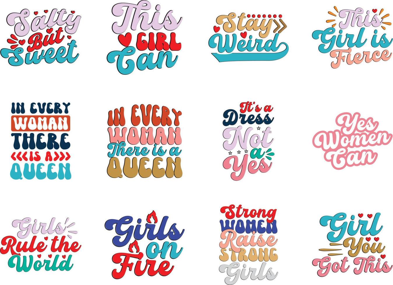 Girl-Power-Svg-Bundle, Girl-Power-T-Shirt-Bundle vektor