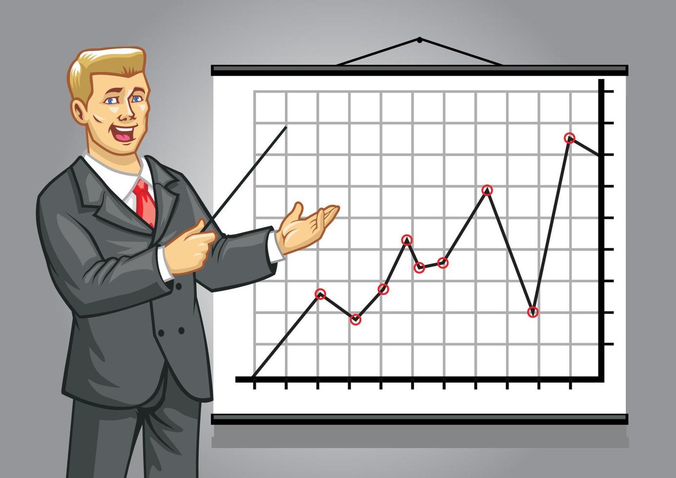 Geschäftsmann auf Präsentation mit Grafik vektor