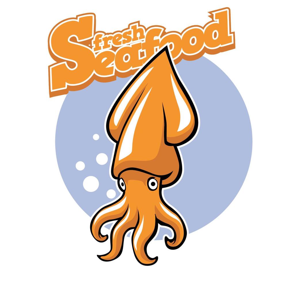 bläckfisk tecknad serie skaldjur vektor