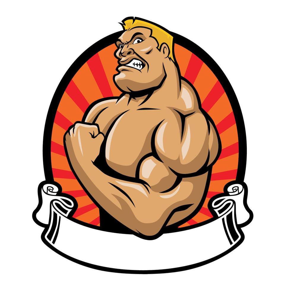 Cartoon-Muskel-Bodybuilder-Pose vektor