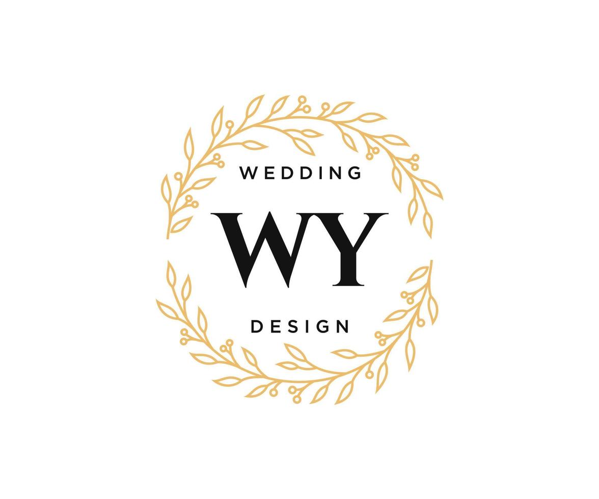 wy initialer brev bröllop monogram logotyper samling, hand dragen modern minimalistisk och blommig mallar för inbjudan kort, spara de datum, elegant identitet för restaurang, boutique, Kafé i vektor