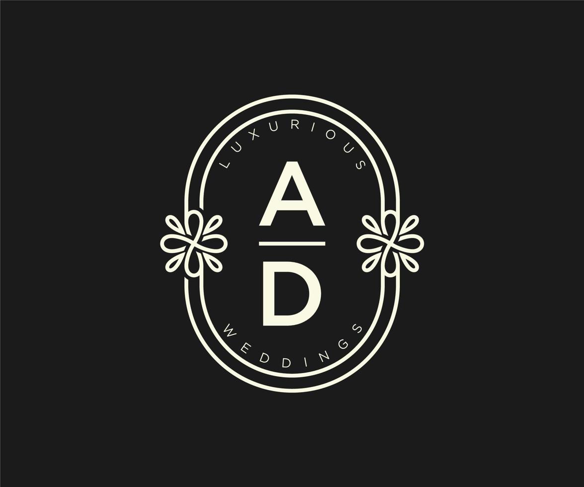 ad initialer brev bröllop monogram logotyper mall, hand dragen modern minimalistisk och blommig mallar för inbjudan kort, spara de datum, elegant identitet. vektor