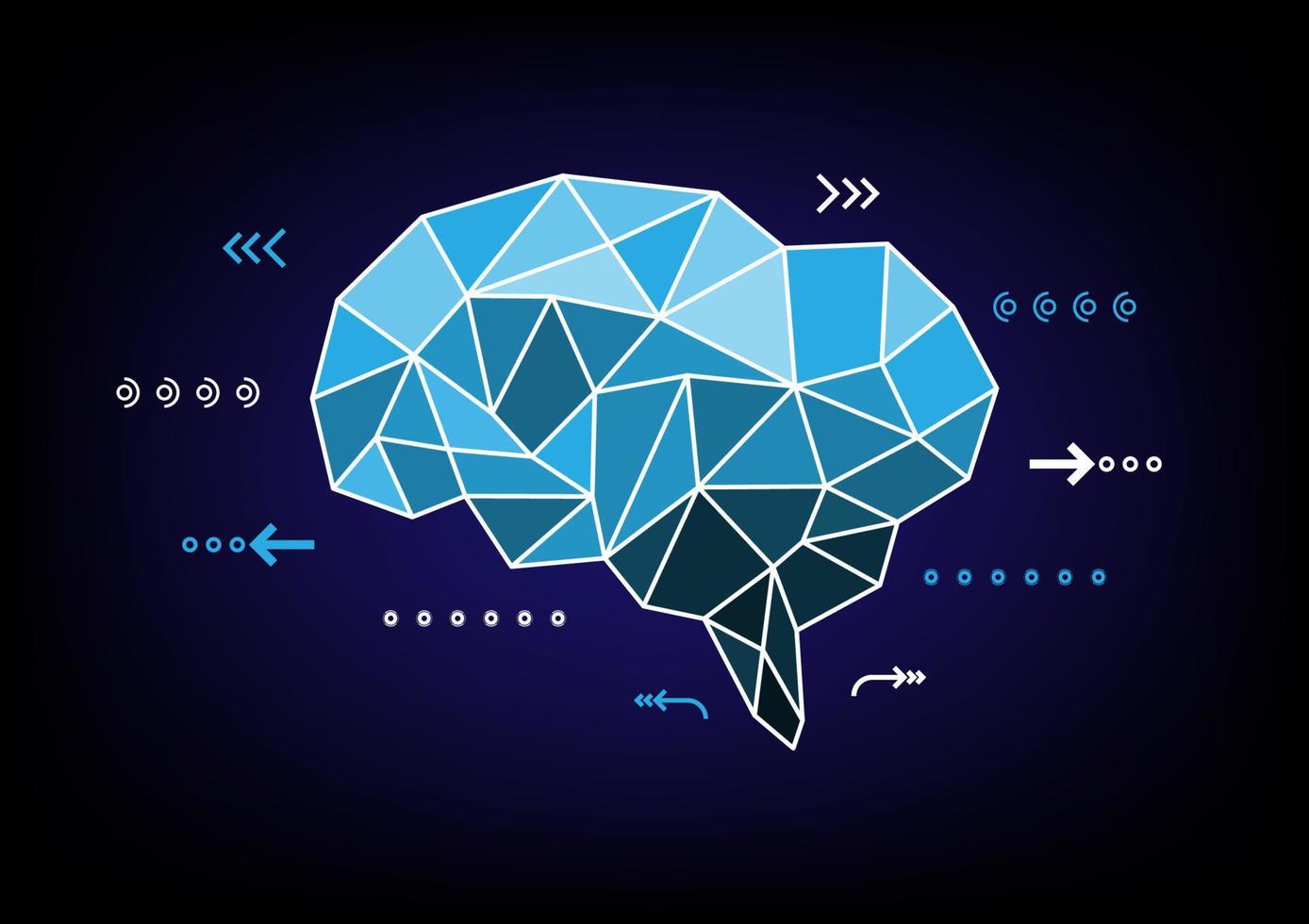 abstraktes polygonales Gehirn auf dunkelblauem Hintergrund. Vektor-Technologie-Illustration. vektor
