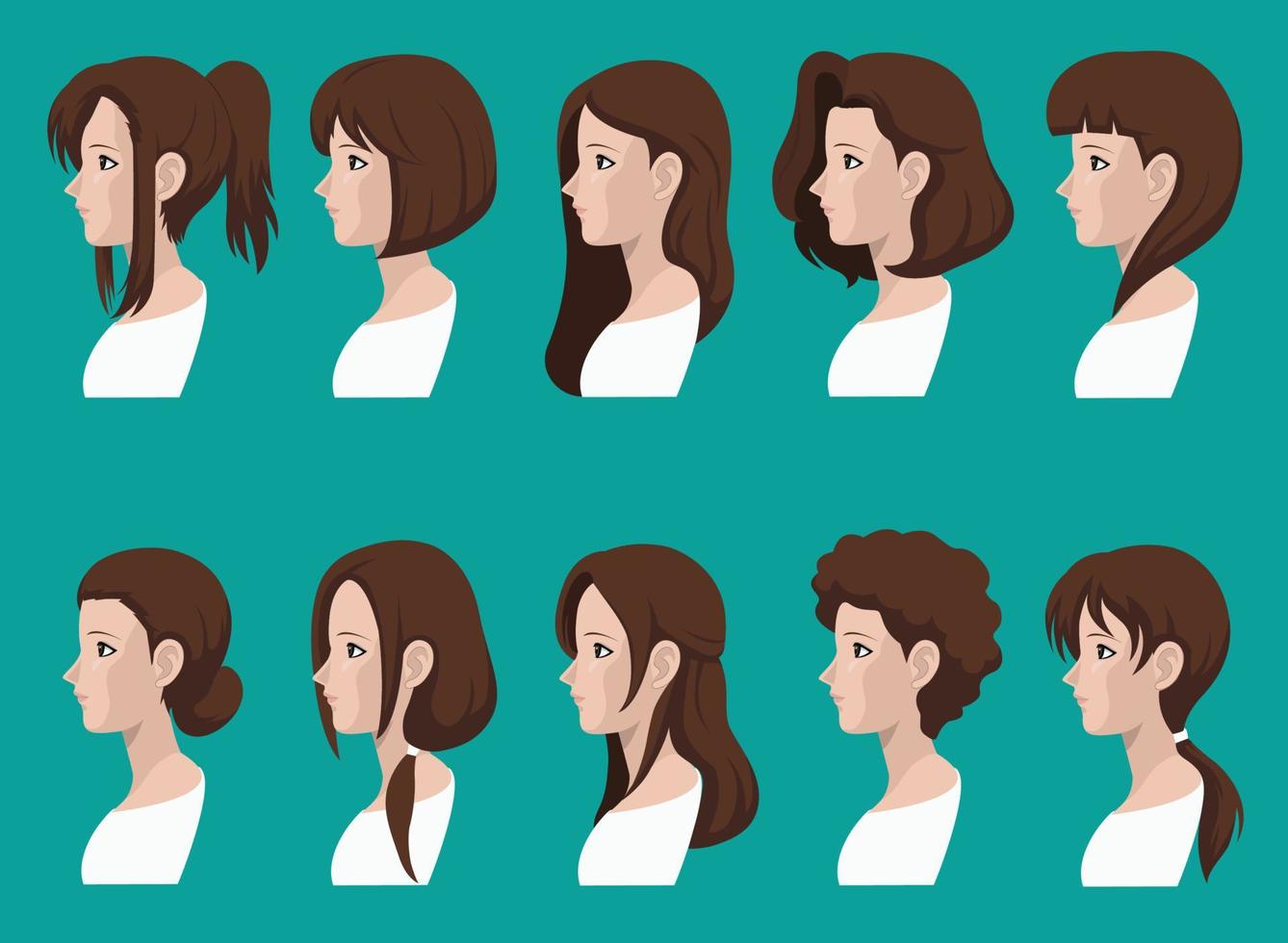 avatar hår stil kvinna sida se vektor