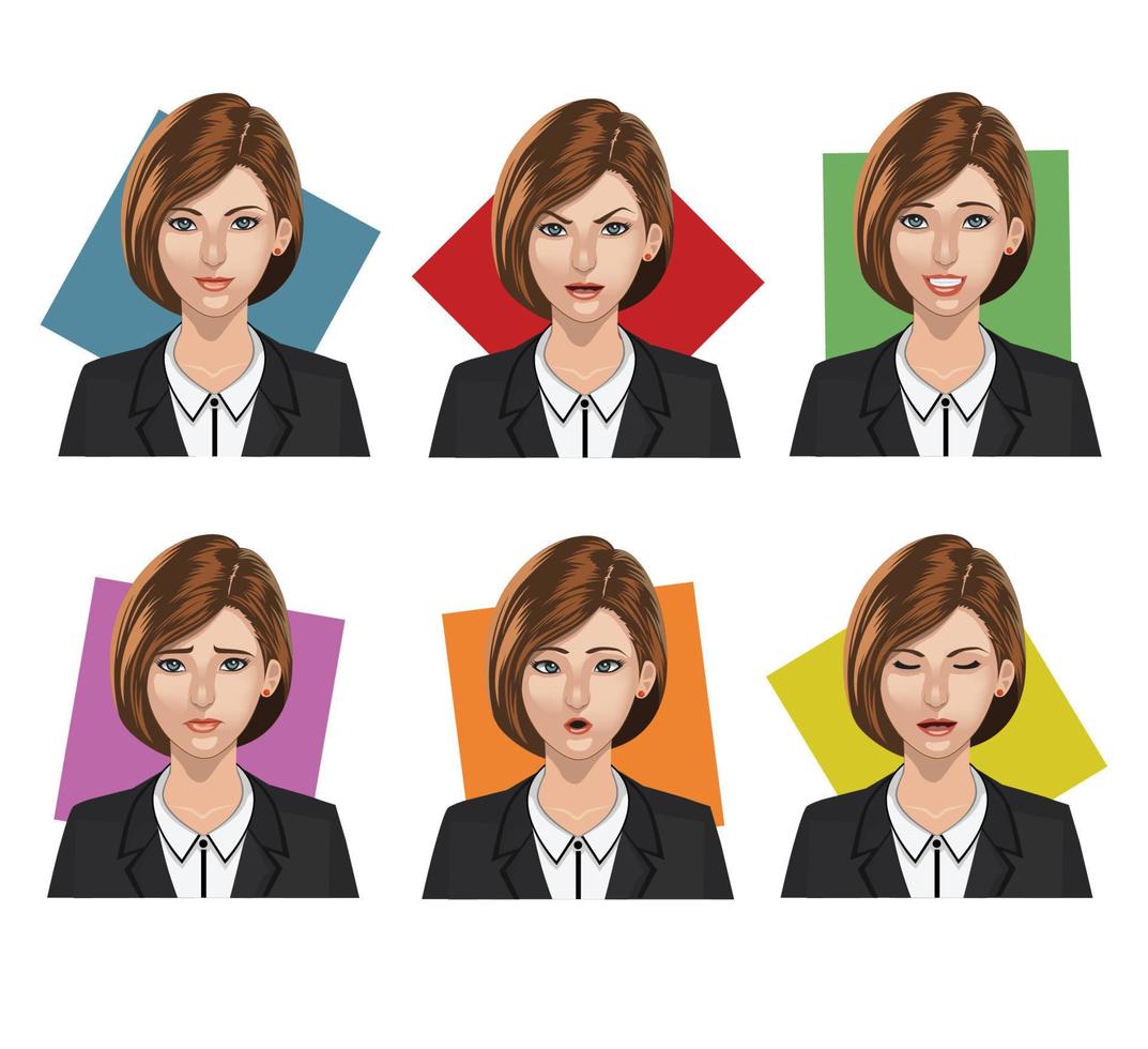 kontor kvinna porträtt vektor illustration