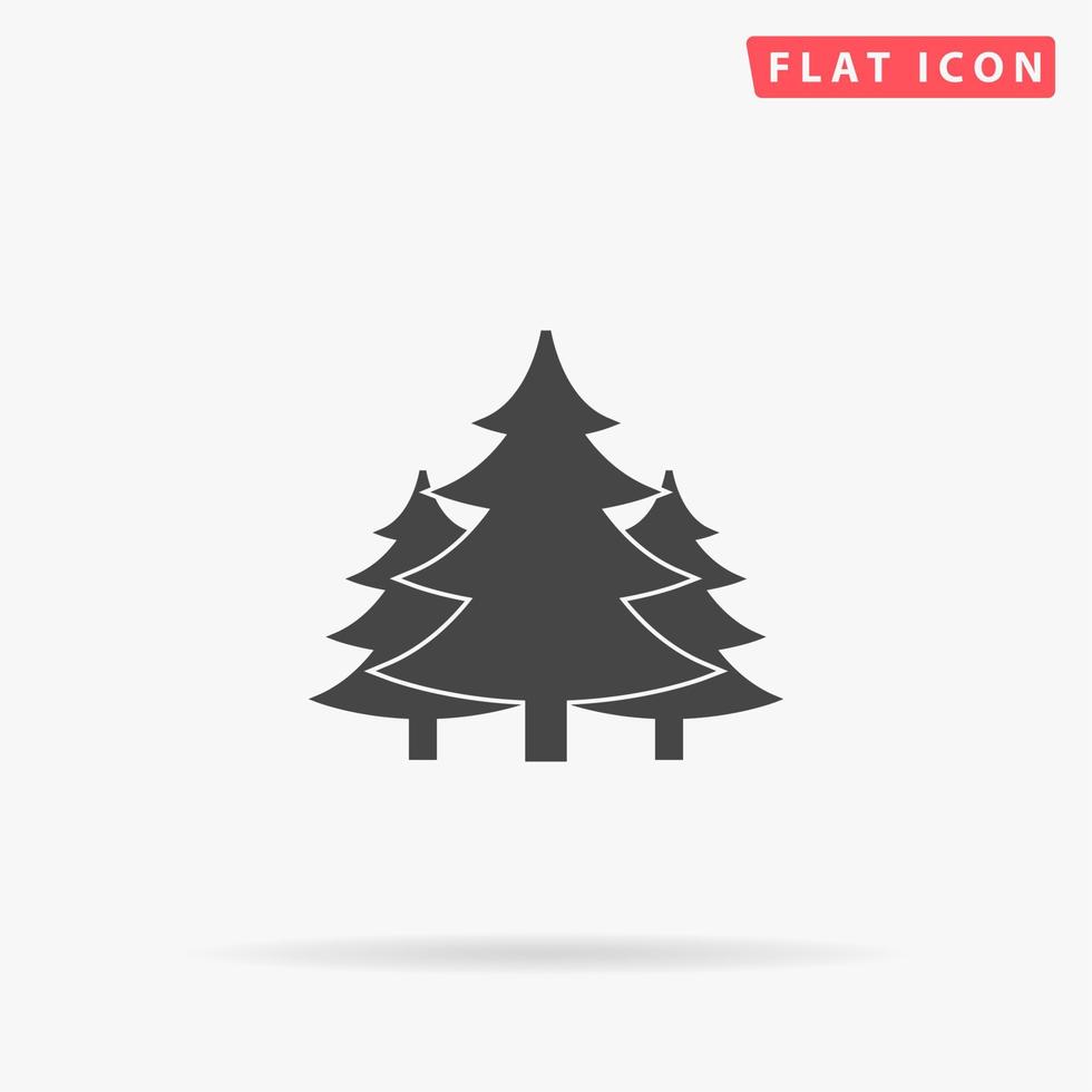 träd, jul gran träd. enkel platt svart symbol med skugga på vit bakgrund. vektor illustration piktogram