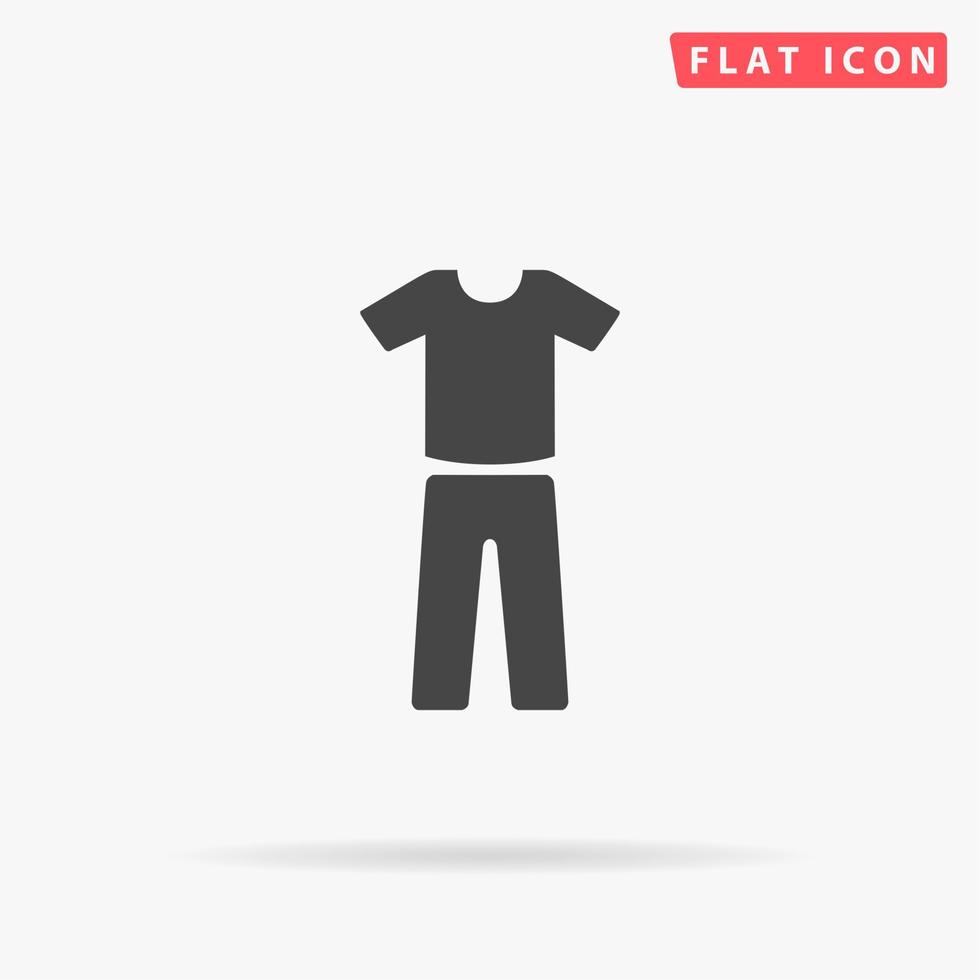 Uniform - Hose und T-Shirt. einfaches flaches schwarzes Symbol mit Schatten auf weißem Hintergrund. Vektor-Illustration-Piktogramm vektor