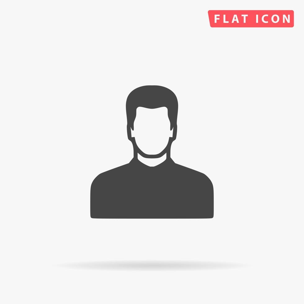männliches Avatar-Profilbild. einfaches flaches schwarzes Symbol mit Schatten auf weißem Hintergrund. Vektor-Illustration-Piktogramm vektor
