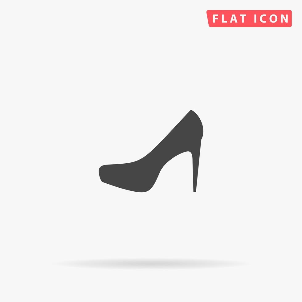 kvinna skor. enkel platt svart symbol med skugga på vit bakgrund. vektor illustration piktogram
