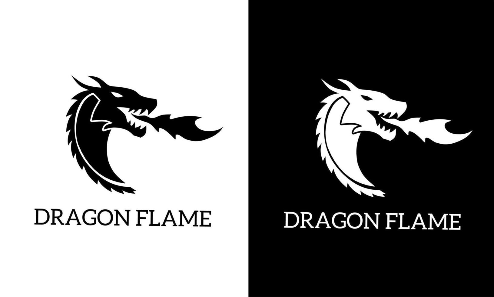 Drachenkopf-Logo-Vorlage spuckt Feuer vektor