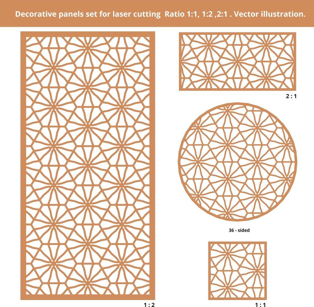 uppsättning av dekorativ element för laser skärande. geometrisk mönster. vektor illustration.