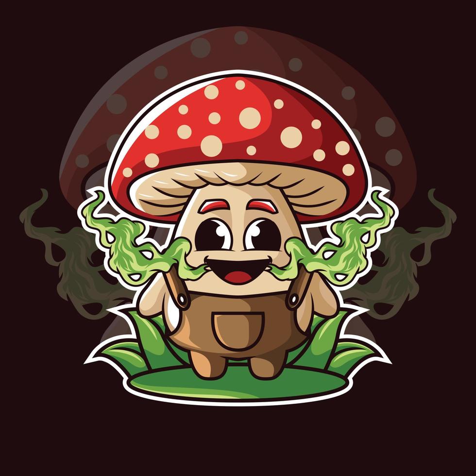 Charakter-Logo-Pilz. süßer Pilz mit Hintergrund. vektor
