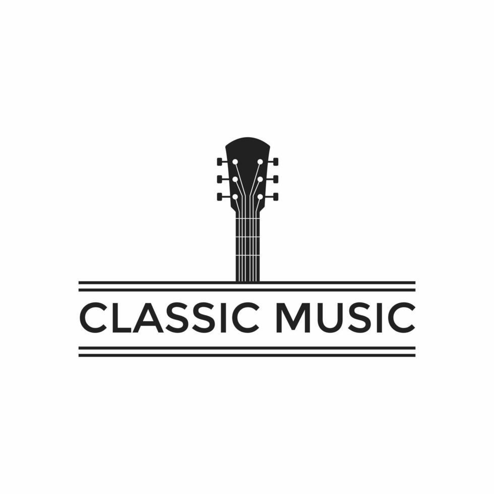 klassische musik country gitarrenmusik vintage retro logo design vektor