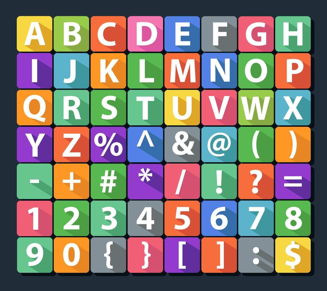 alfabet och siffra platt ikoner uppsättning vektor