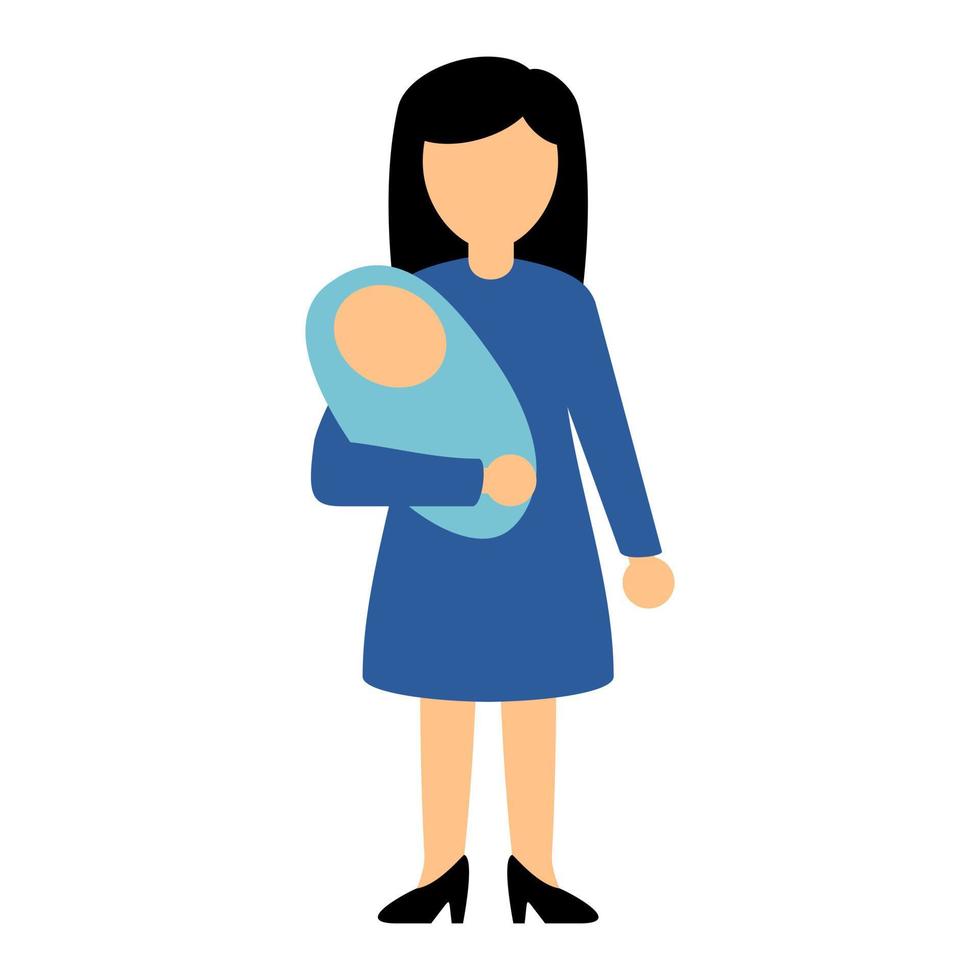 Mutter mit flachem Babysymbol auf weißem Hintergrund für Webdesign, mobile App vektor
