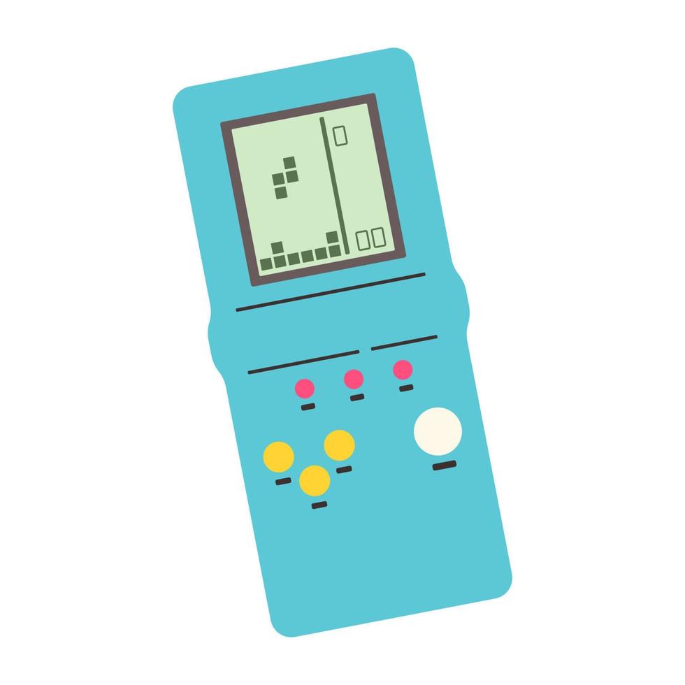 klassische 80er-90er-Elemente im modernen Stil flach. hand gezeichneter vektor des videospiels tetris, spielziegelpuzzle.