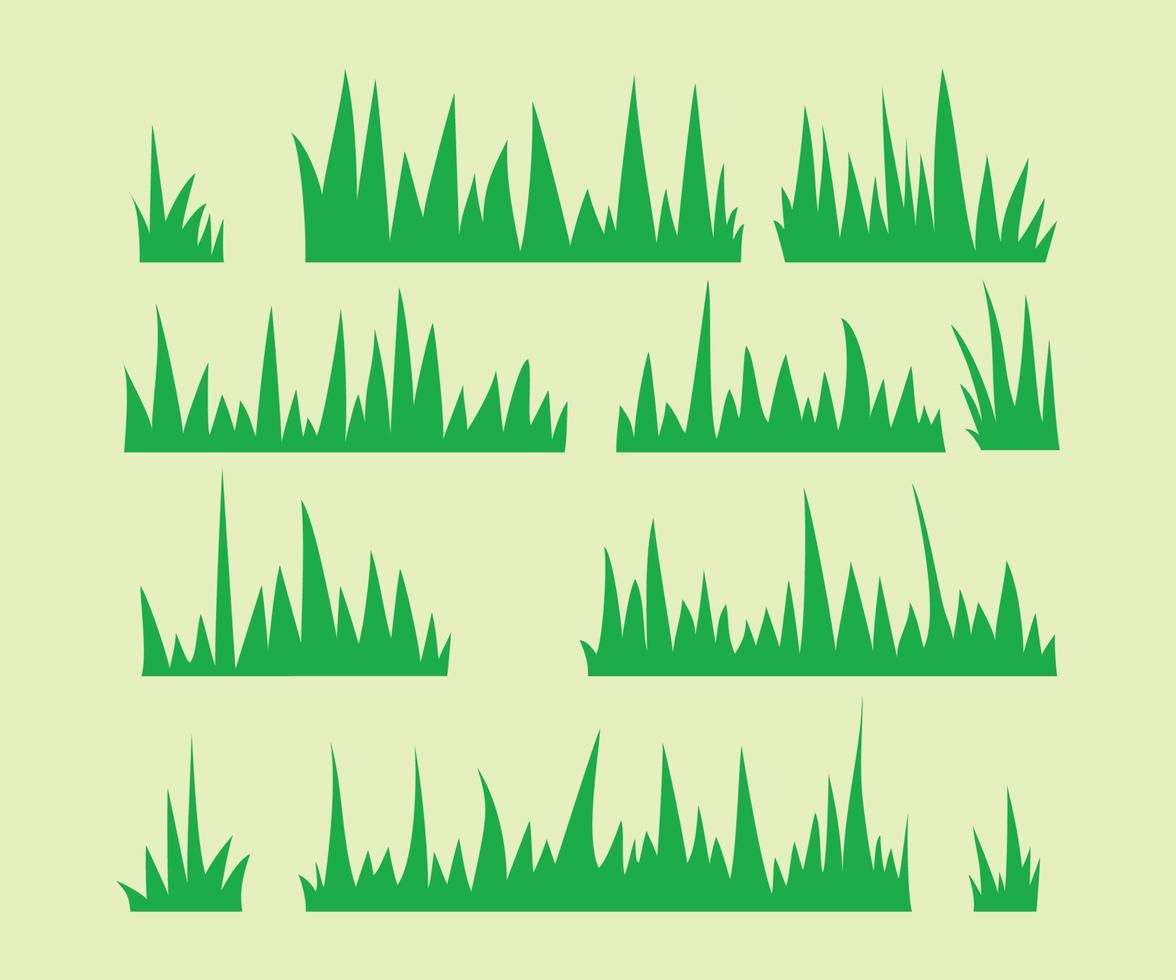grünes gerades Gras natürliche Textur Silhouette Set Symbol Vektor Illustration eps10
