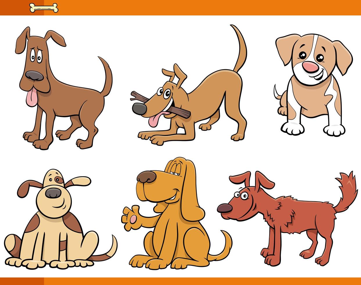 Comic-Tierfiguren für Hunde und Welpen eingestellt vektor