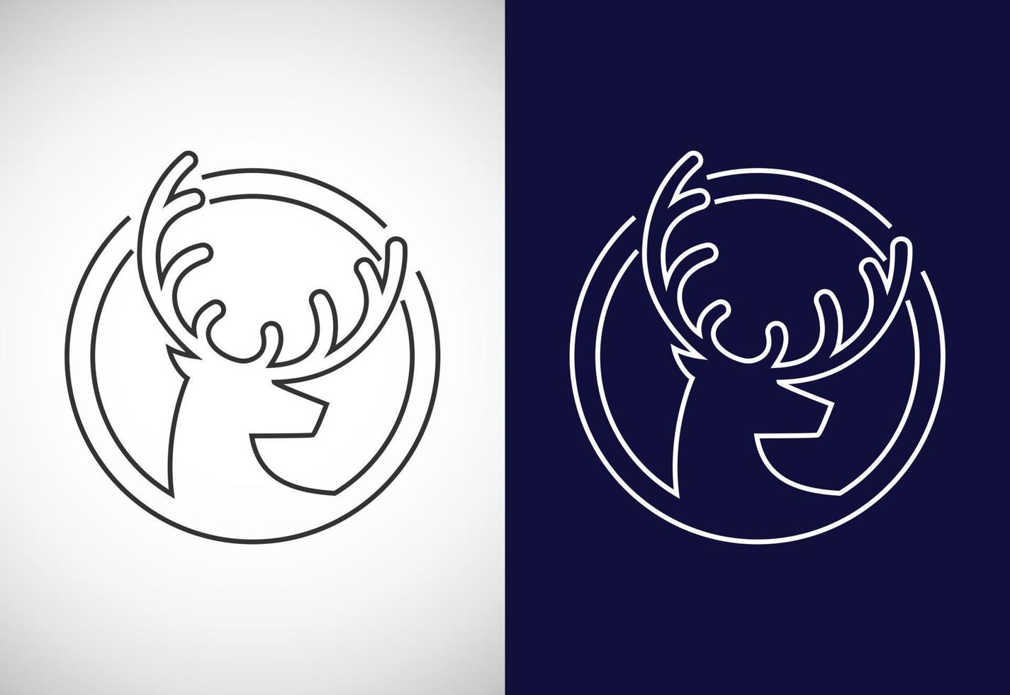linje konst jakt logotyp design mall, jakt klubb, rådjur huvud logotyp vektor