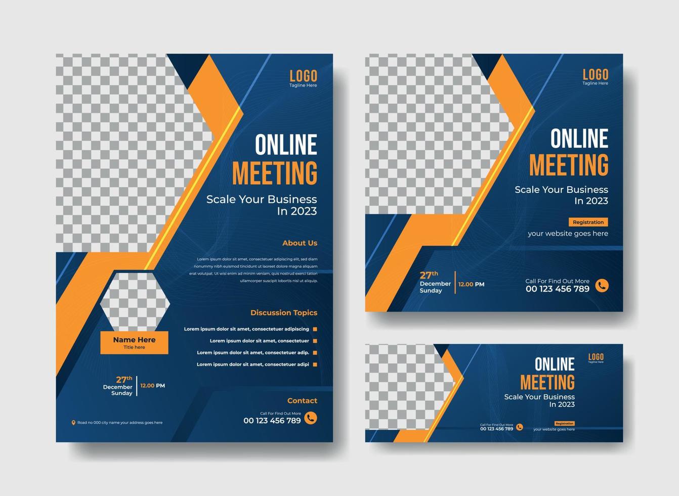 Business-Webinar-Flyer-Vorlage Social-Media-Beitrag und Facebook-Cover-Design. vektor