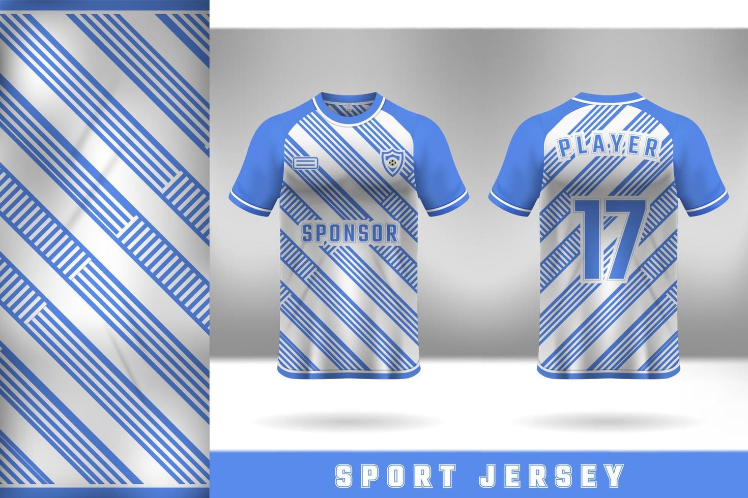 Hellblaues und weißes Jersey-Template-Design für Sportuniformen vektor