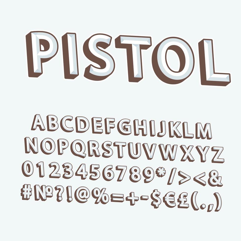 Pistole Vintage 3d Vektor Alphabet Set