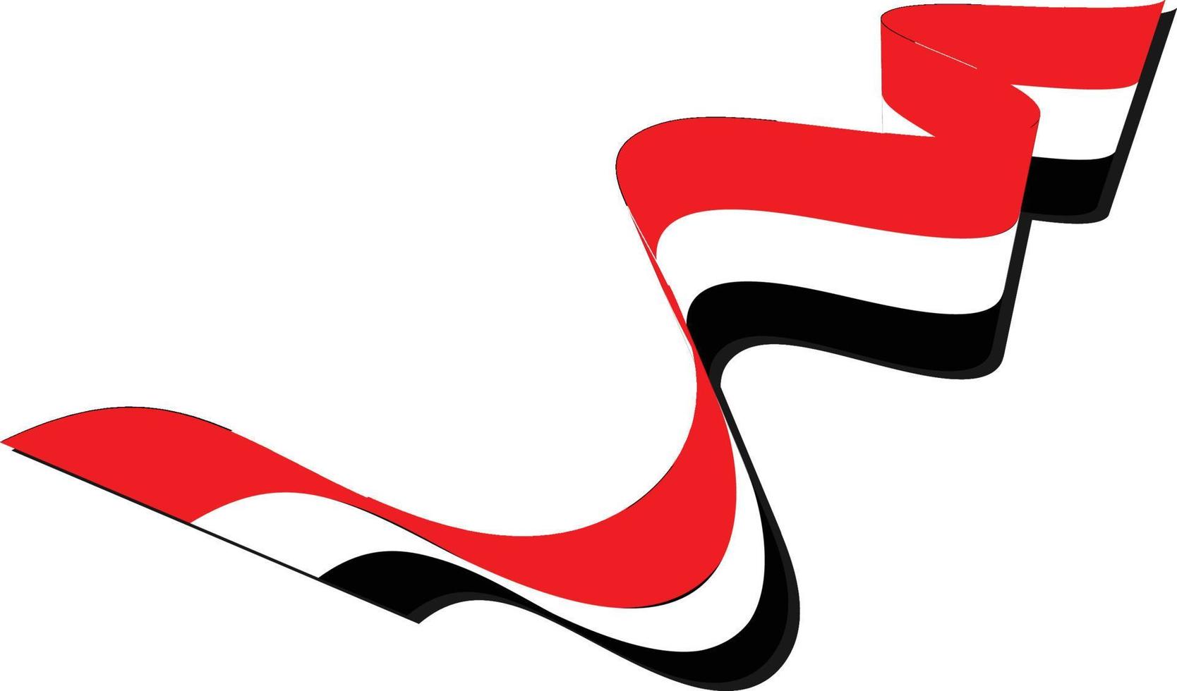ein gedrehtes band, das die ägyptische flagge in ihren drei farben rot, weiß und schwarz trägt vektor