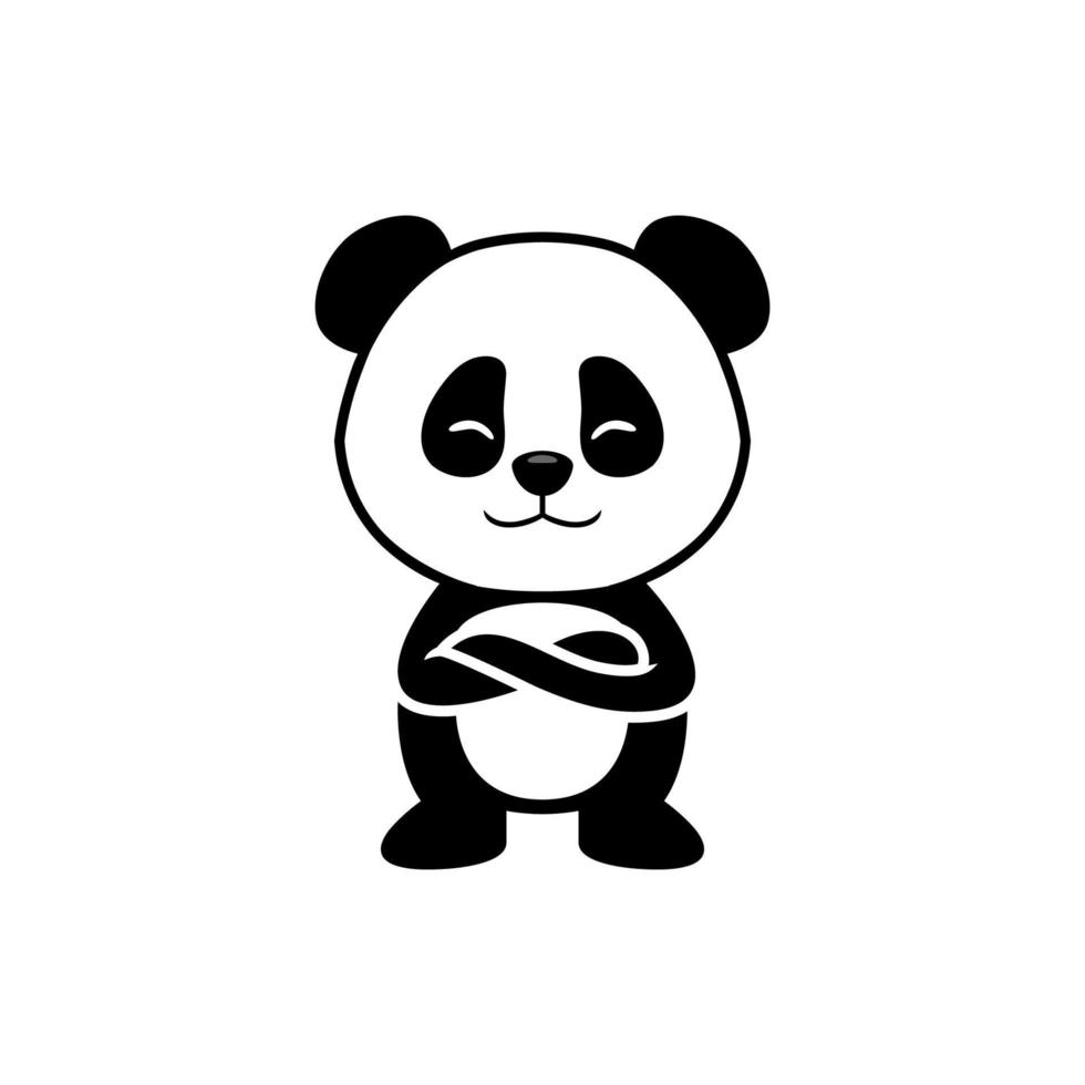 niedlicher panda, der karikaturvektor-maskottchenillustration steht. flaches Design-Stil-Tier-Icon-Konzept vektor