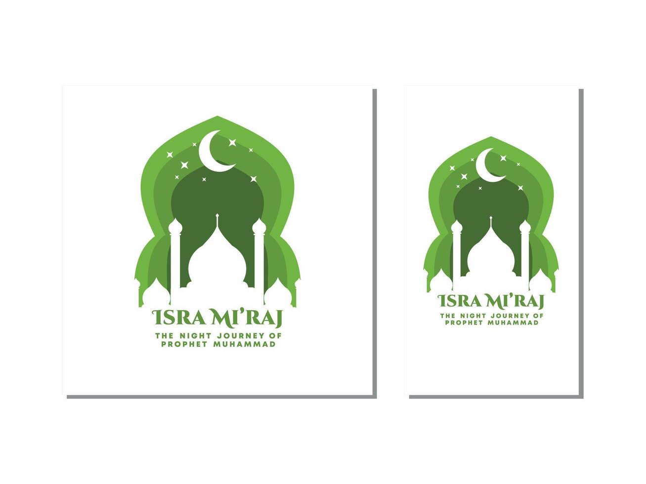 isra mi'raj-gruß mit moschee- und papierstil, passend für social-media-story und feed-banner vektor