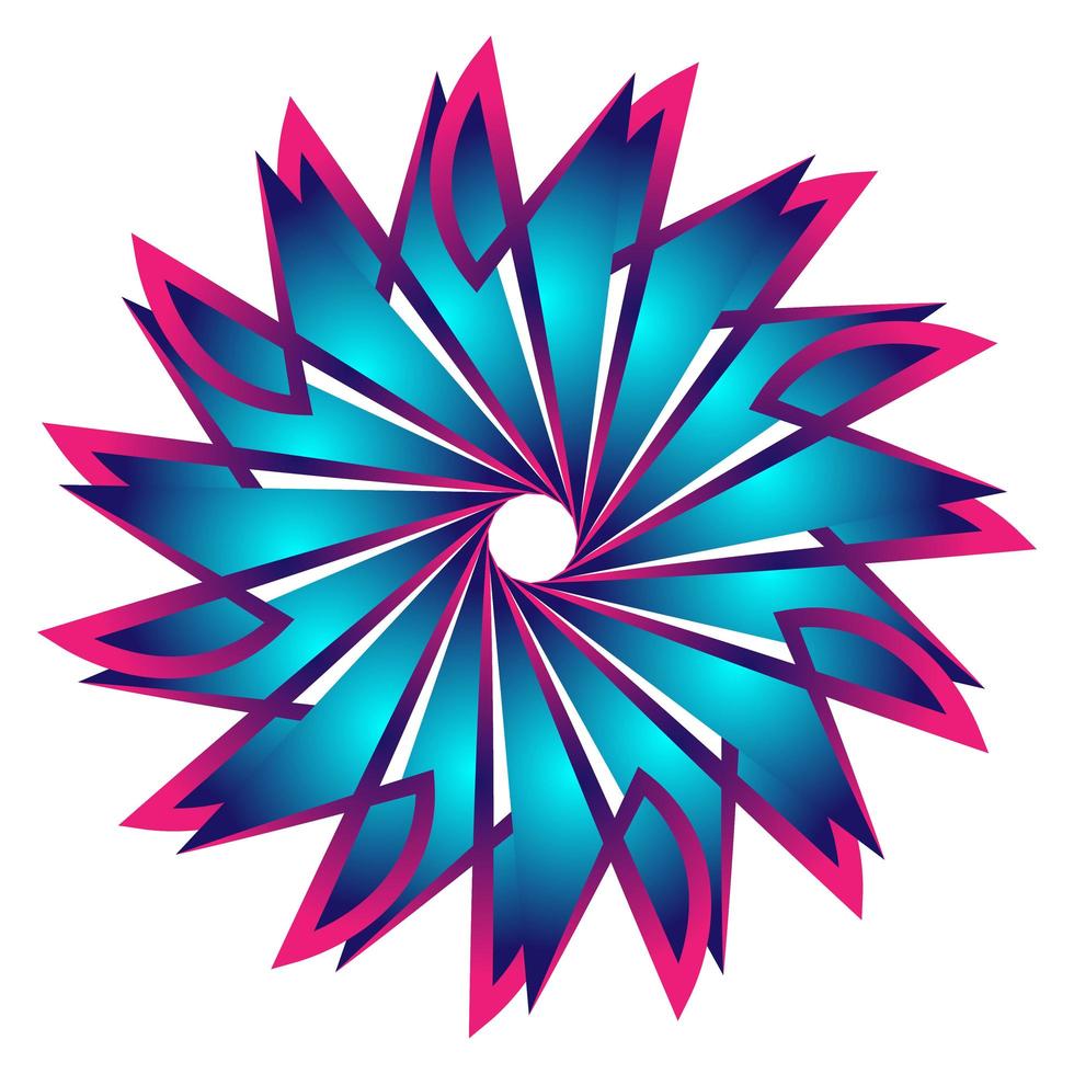 stjärnafraktal cirkulär med blå färgglada vektor