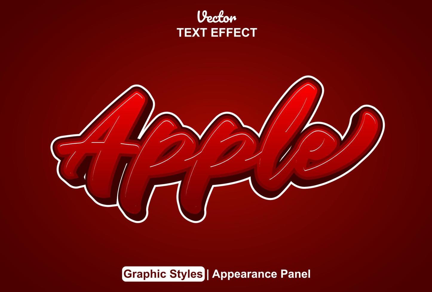 äpple text effekt med grafisk stil och redigerbar. vektor