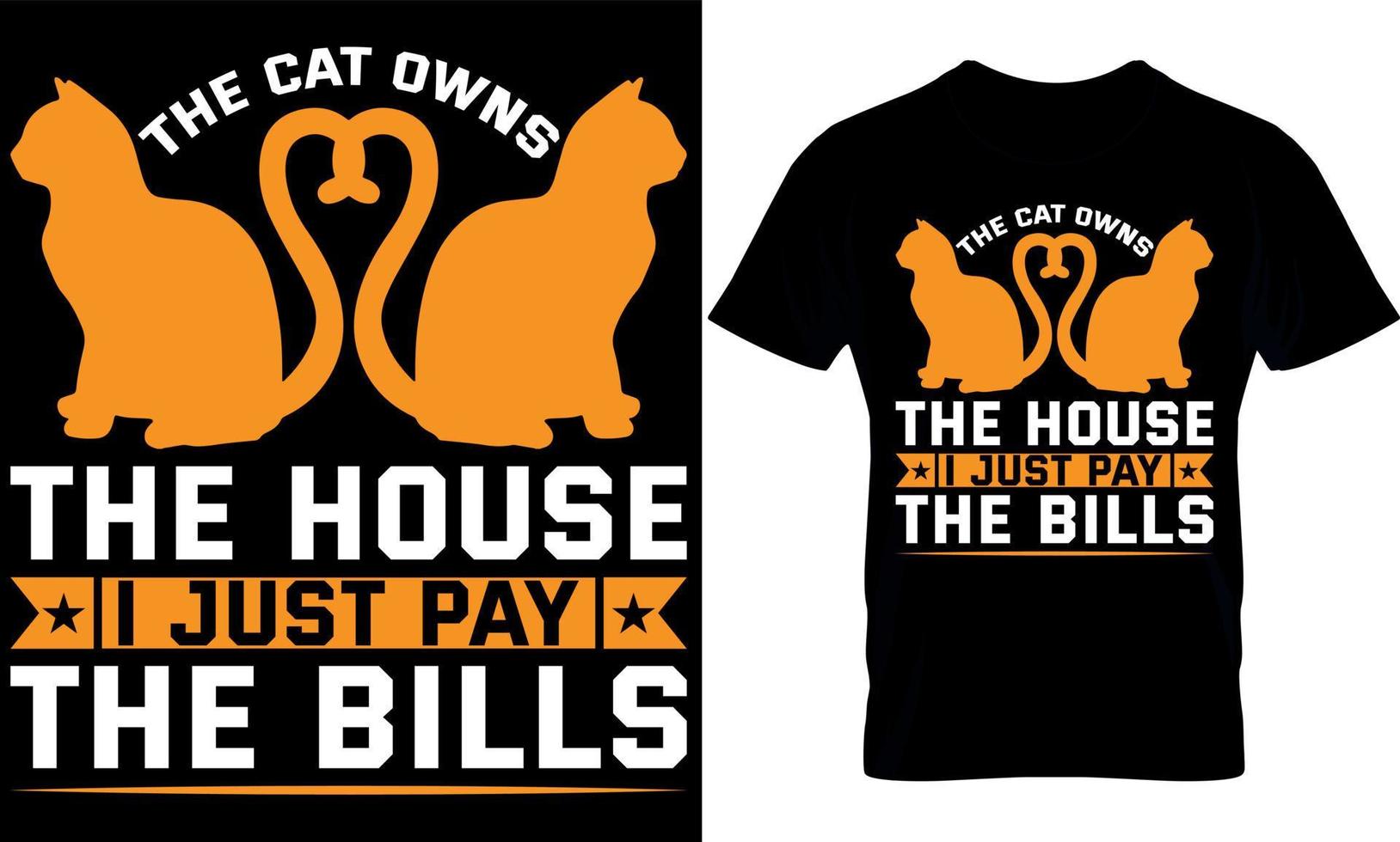 der katze gehört das haus. Katzen-T-Shirt-Design, Katzen-T-Shirt-Design. vektor