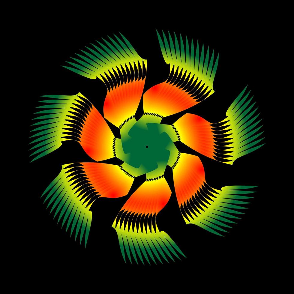 spirograph abstrakt cirkel i orange grön färg vektor
