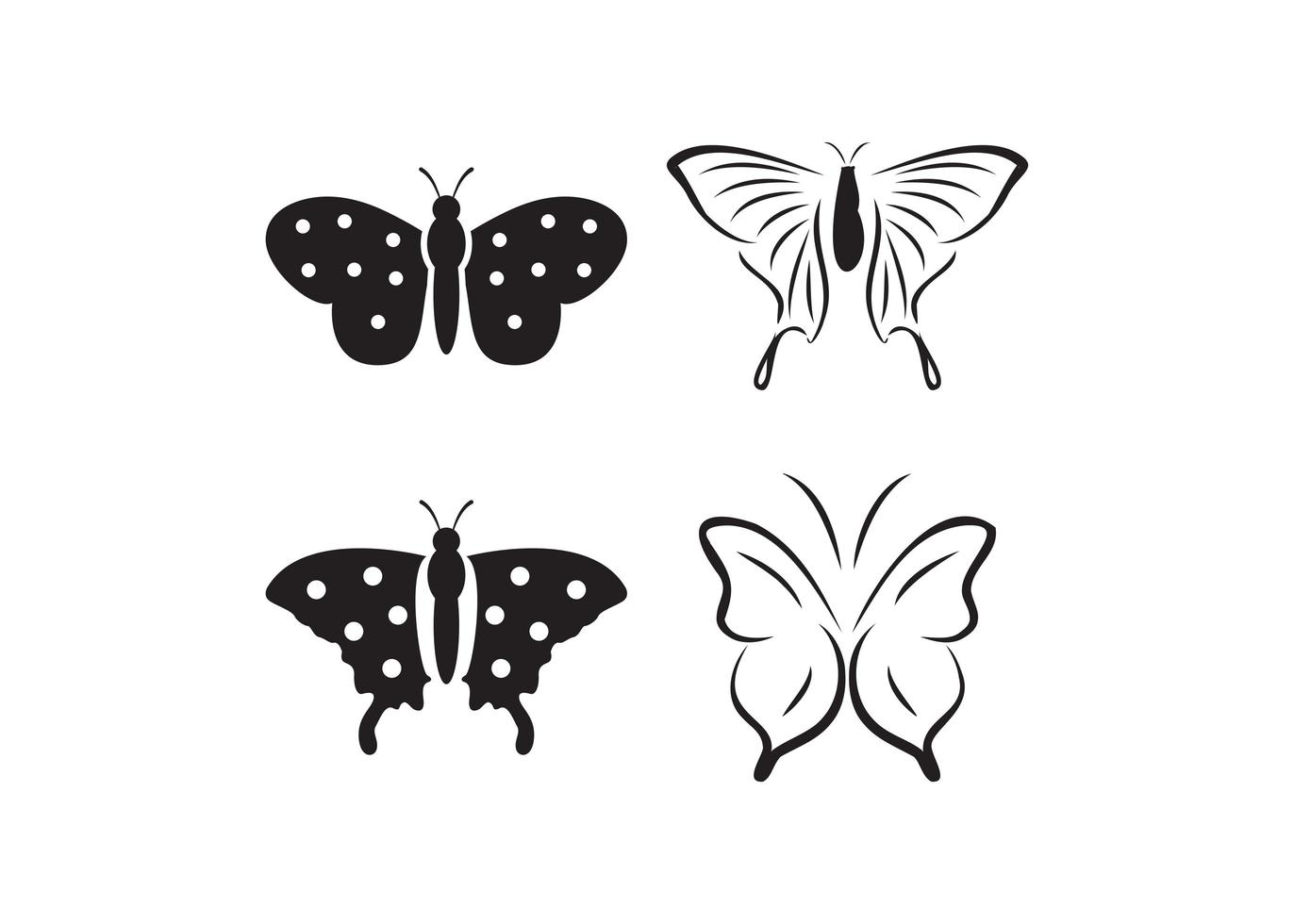 Schmetterlingsikonen-Entwurfsschablonenvektor isolierte Illustration vektor