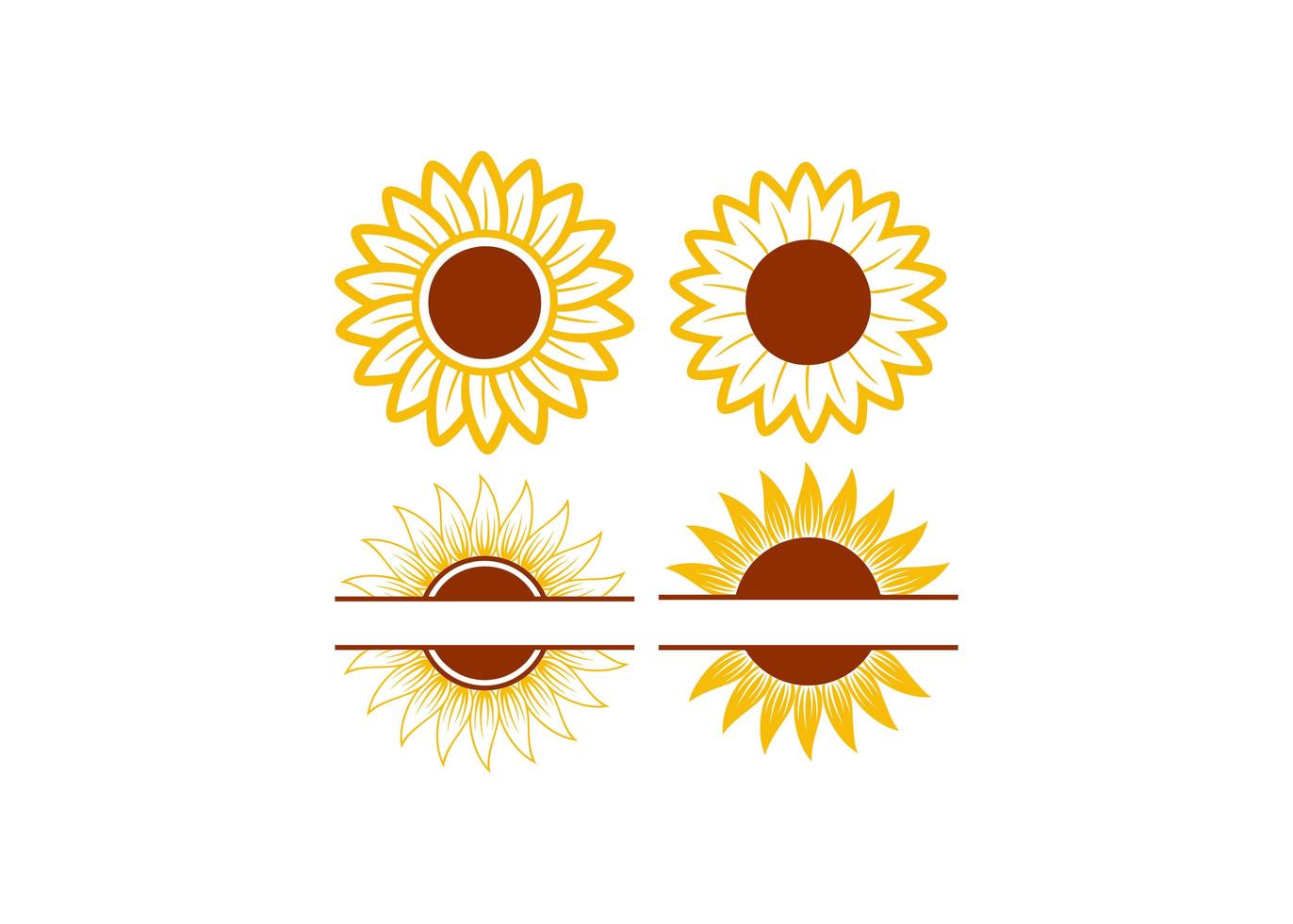 Sonnenblumen-Symbol-Design-Set vektor