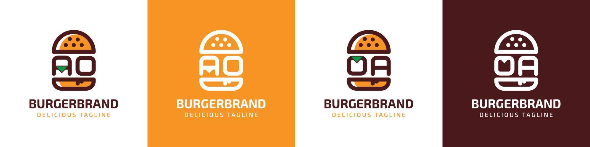 brev ao och oa burger logotyp, lämplig för några företag relaterad till burger med ao eller oa initialer. vektor
