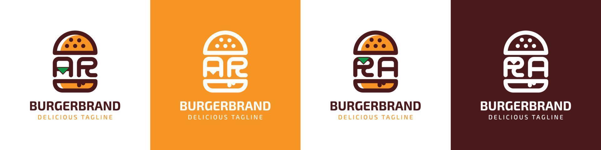 brev ar och ra burger logotyp, lämplig för några företag relaterad till burger med ar eller ra initialer. vektor