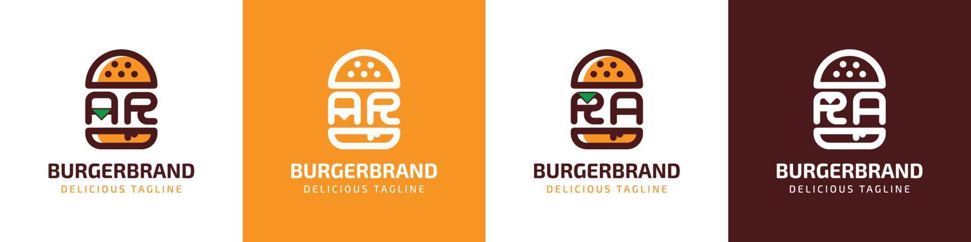 Buchstabe ar und ra Burger-Logo, geeignet für jedes Geschäft im Zusammenhang mit Burger mit ar- oder ra-Initialen. vektor