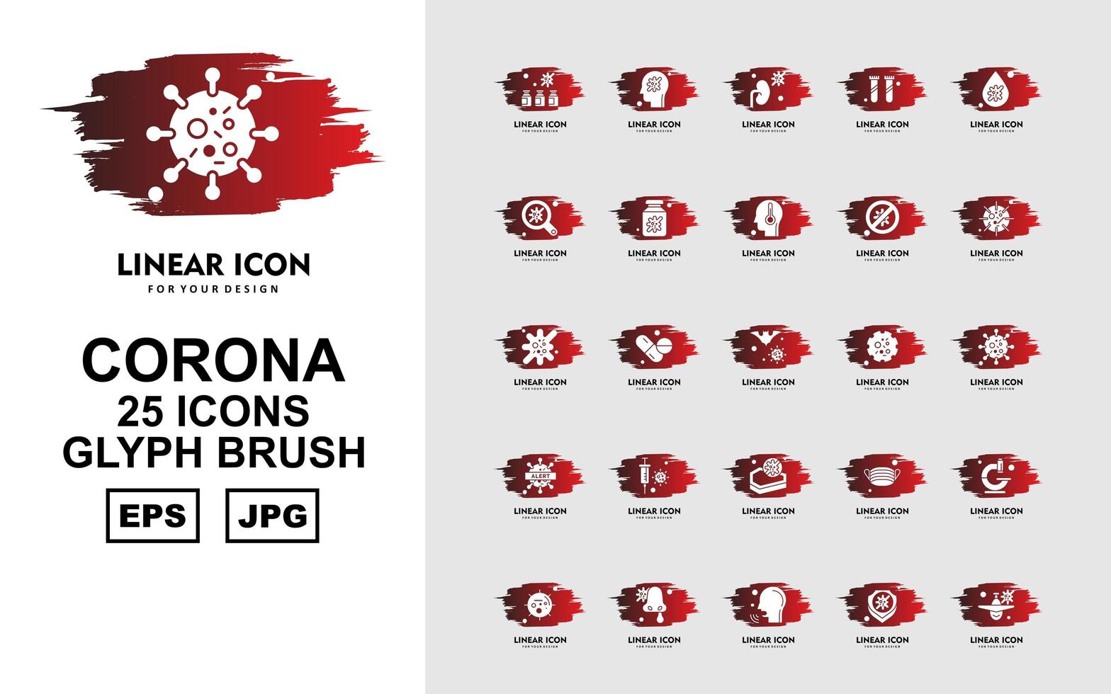25 premium corona virus glyph brush icon pack vektor