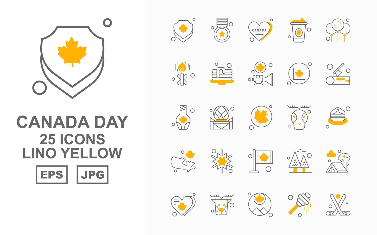 25 Premium Kanada Tag Lino gelb Icon Pack vektor